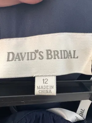 David's Bridal Marine Navy Chiffon Strapless Bridesmaid Dress F14169 Size 12 thumbnail 4