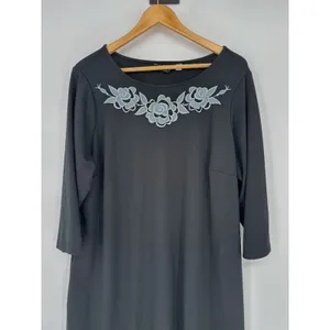 Vtg Bob Mackie Wearable Art Maxi Shift Black 1X Dress Embroidery Lounge Boho‎ thumbnail 2