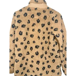 Abercrombie & Fitch Soft AF Tan Leopard Sherpa Fleece Zip Jacket Coat Womens M thumbnail 5