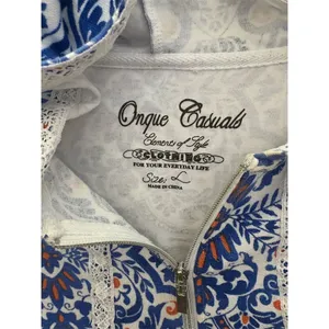 Onque Casual Women's Multicolor Geometric Zip-Up Jacket Lace‎ Detail Size L thumbnail 2