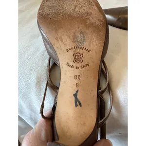 Vintage Larry Stuart Slingback Pumps Shoes Women Size 8.5 Brown Gold leather thumbnail 7