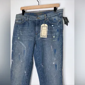 NWT Lauren Ralph Lauren Sydney Low Rise Boot Cut Paint Splatter Jeans‎ 10 thumbnail 3