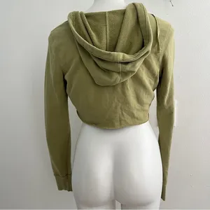 NEW Aerie bird Cropped Hoodie sweatshirt olive Green SMALL thumbnail 7