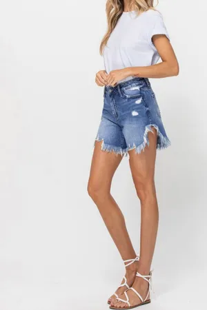 Vervet By Flying Monkey Harmonious Hi-Rise Distressed 6” Jean Shorts thumbnail 3