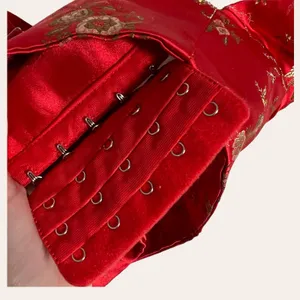 I.AM.GIA. Red Floral Jacquard Satin V-Neck Cropped Top Size Small thumbnail 10