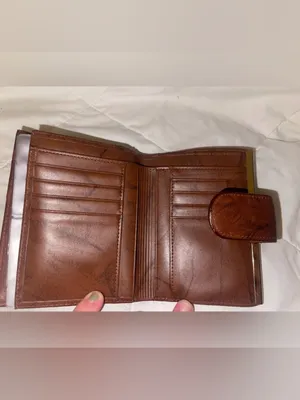 Buxton Cowhide Brown Leather Snap Wallet with Embossed Floral Logo thumbnail 9