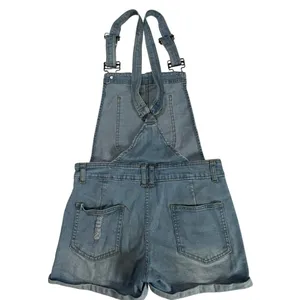 K-Gold Denim Overall Shorts Distressed Cuffed Bib Romper Size 4 thumbnail 3