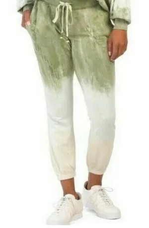 Young, Fabulous, & Broke Green and Cream Ombre Tie Dye Joggers Sweatpants Medium thumbnail 1