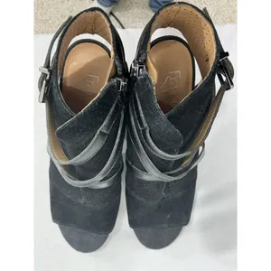 Womans Franco Sarto L Fantana 8 M Black Open Toe Zip Strappy Heel Ankle Boots thumbnail 6