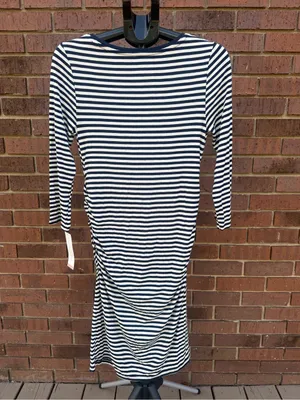 Liz Lange Maternity for Target Striped Dress Navy White Medium M 3/4 Sleeve New thumbnail 6
