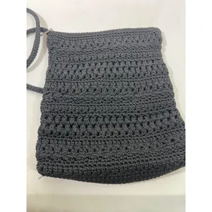The Sak Crochet Crossbody Bag Black Woven Strap Zipper Closure Y2K Boho‎ Artisan thumbnail 2