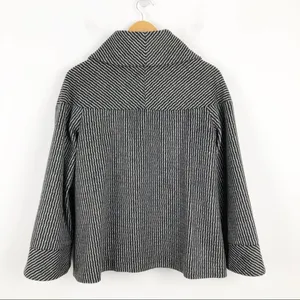 Zara wool retro jacket with big buttons gray and black pattern, wide sleeves M thumbnail 13