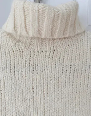 J.Crew Cream Turtleneck Cropped Sweater in Textured Wool Yarn, Size XXS thumbnail 3