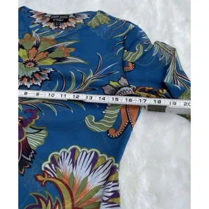 Petit Pois Viviana G Mesh Top Size L Sheer Exotic Flowers Peacock Artsy Boho thumbnail 13