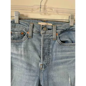 Levi's Wedgie Skinny Distressed Raw Hem Denim Jeans Blue Size 25 thumbnail 5