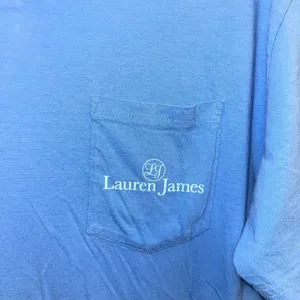 Lauren‎ James Blue Graphic One Pocket Tee Shirt thumbnail 3