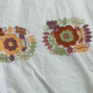 Vintage Handmade Mexican Embroidered Peasant Blouse Cottagecore boho Huipil L XL thumbnail 8