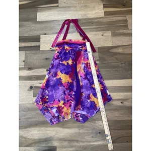 Johnny Martin Purple Yellow Chiffon Halter A‑Line Dress Resort Summer Beach thumbnail 6