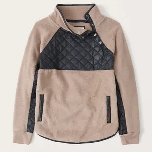 Abercrombie & Fitch Asymmetrical Snap-Up Fleece Faux Leather Pullover Size S thumbnail 1