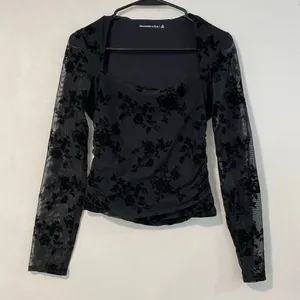 Abercrombie & Fitch Mesh Floral Top XS Sheer Ruched Y2K Going Out thumbnail 2