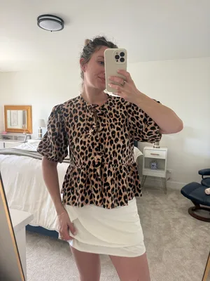 ASOS Leopard Print tie short sleeve blouse top - Tan & Black animal print thumbnail 2