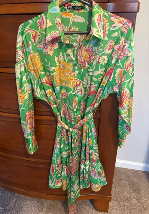 Zara silk button down dress thumbnail 1