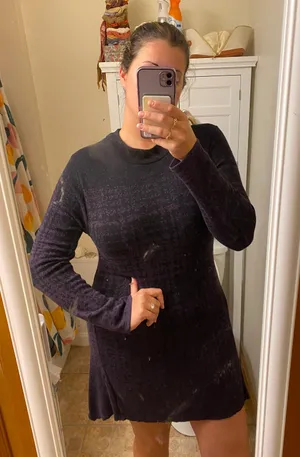 Style & Co Purple & Black Sweater Bodycon Dress thumbnail 3