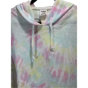 Victoria’s Secret PINK Mesh Tie Dye Pullover Hoodie – Rainbow Pastel – Large NWT thumbnail 3