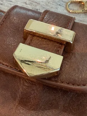 🍁 Madison West Brown Leather Crossbody Clutch Wristlet with Gold Hardware thumbnail 9