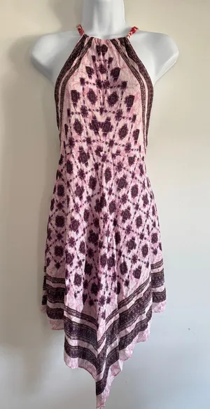 Intimately Free People Dress Small Pink Boho‎ Halter Handkerchief Hem Festival thumbnail 1