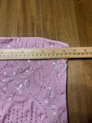 FOREVER 21 BEADED Sequin CLUB PARTY pink SEXY STRAPLESS TUBE TOP size medium thumbnail 5