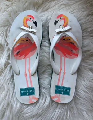 Kate Spade White Flamingo Print Flip Flops Size US 8M thumbnail 1