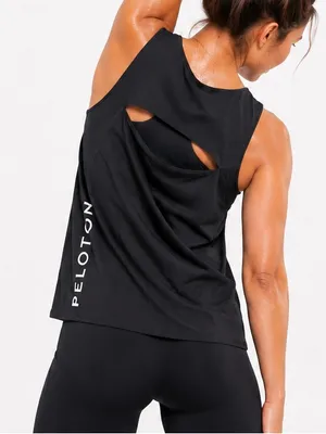 Peloton by Nualime Black Cutout Back Tank Top M Cycling Yoga Athletic Made USA thumbnail 2