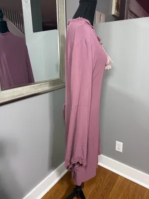 NWT Ariat Boho Western mauve dress keyhole neckline crochet detail bell sleeve & tassel large thumbnail 6