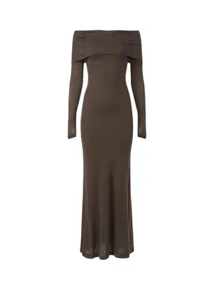 By Malene Birger Jytte Off The Shoulder Dress in Brown XSmall Womens Maxi Gown M thumbnail 10
