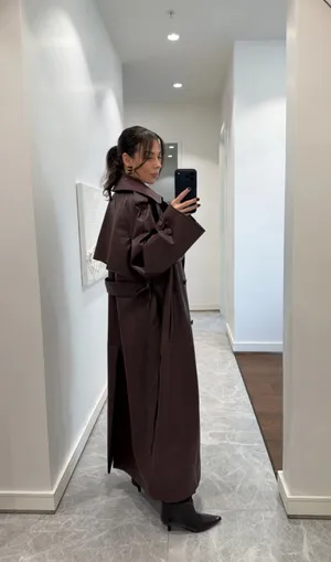  Burgundy Trench Coat thumbnail 7