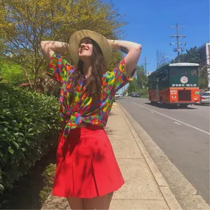 Vintage 90s Shopping Anthony Mark Hankins Pop Art Rainbow Button Down Shirt thumbnail 3