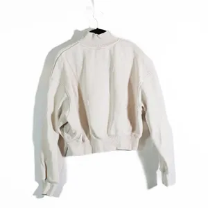 Nike Women's Cotton Fleece Lined Quarter Zip Pullover Sweater Neutral Ivory M thumbnail 4