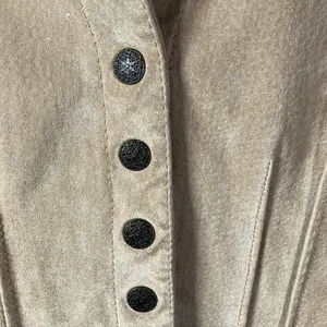 A.M.I. Leather Jacket Tan Brown Suede Button Up Womens Medium Career‎ thumbnail 3