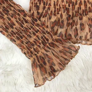 FREE PEOPLE Sheer Leopard Print Smocked Long Sleeve Top Mock‎ Neck Size XS New thumbnail 10