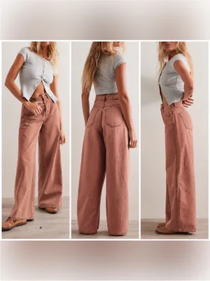 NWOT Free People We The Free CRVY Gia Wide-Leg Jeans - sand dune mauve - 27 thumbnail 2