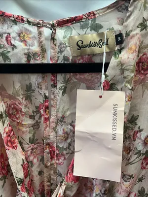 Sundress Floral Tie-Front Dress in Pink Rose thumbnail 4
