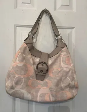 Coach MEDIUM F19193 Vintage Soho Lynn Gray Multicolor Signature C Canvas Hobo thumbnail 1