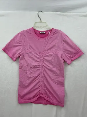 Sandro Pink Short-Sleeve Ruched Front Tee thumbnail 2
