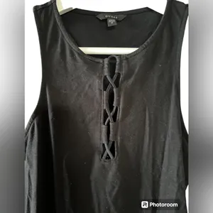 Guess Lace-Up Racerback Tank Top Style 90’s Vintage Y2K Sz Medium Stretch Black thumbnail 3