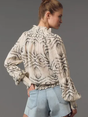 Anthropologie Porridge Long-Sleeve Gauze Smocked Top thumbnail 5