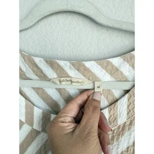 Soft Surroundings Women's Beige White Stripe Glorieta Tunic Crew Neck Size 2X‎ thumbnail 9