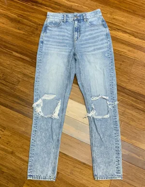 American Eagle Mom Jeans Womens Size 0 Ripped Distressed Light Wash Denim Casual thumbnail 1