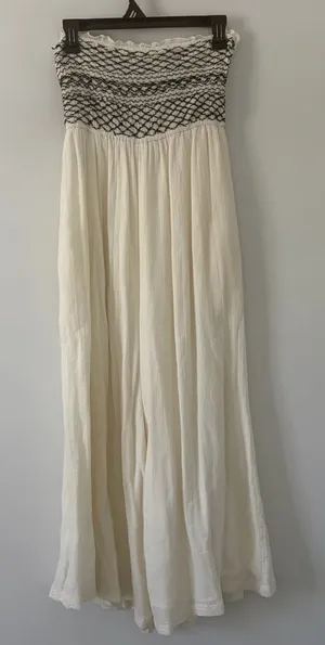 Free People Carmen Convertible One Piece Ivory Black Wide Leg Jumpsuit S thumbnail 1