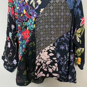 Vintage‎ Patchwork Top Nomads of the Desert Black Art-To-Wear FLAWS Size Large thumbnail 6